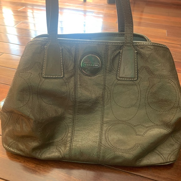 Coach Signature Stitch Satchel -Silver Metallic - Picture 1 of 7